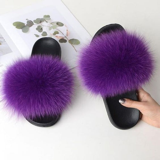 Fur Slippers - Purple