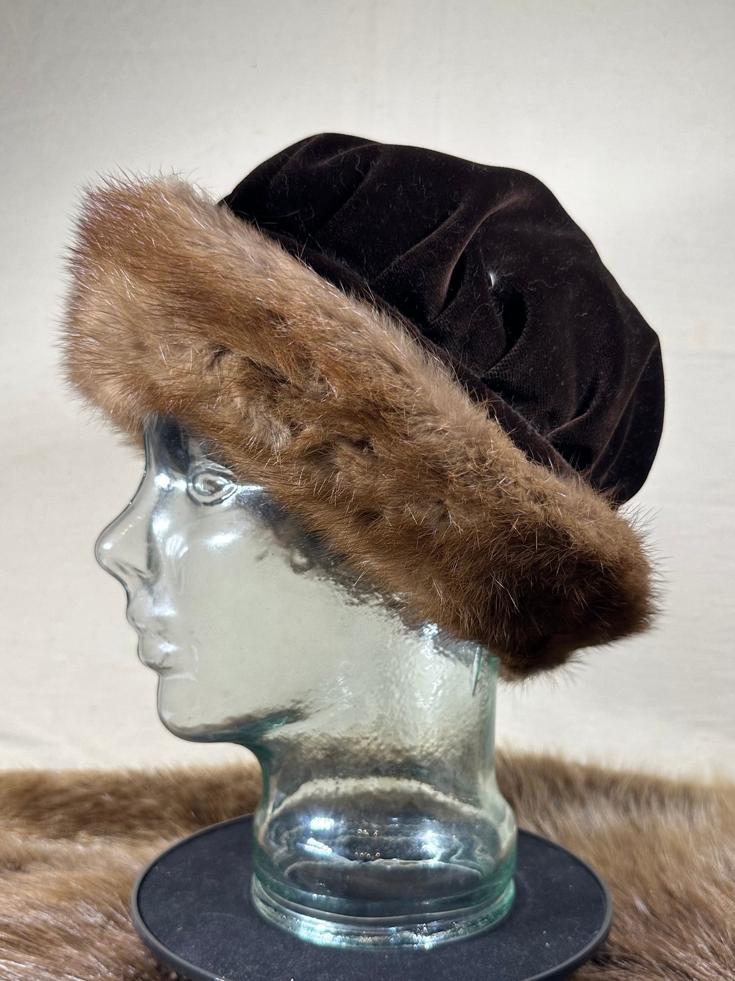 Velvet/ Mink Brimmed Hat