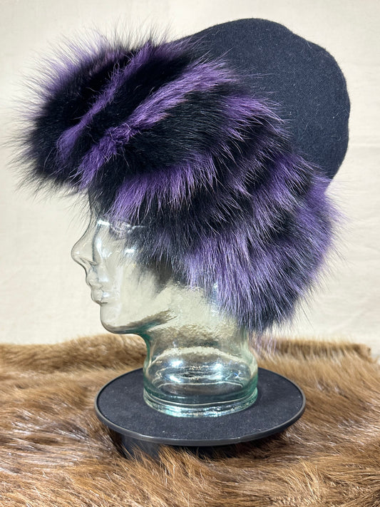 Purple Fox Fur Hat