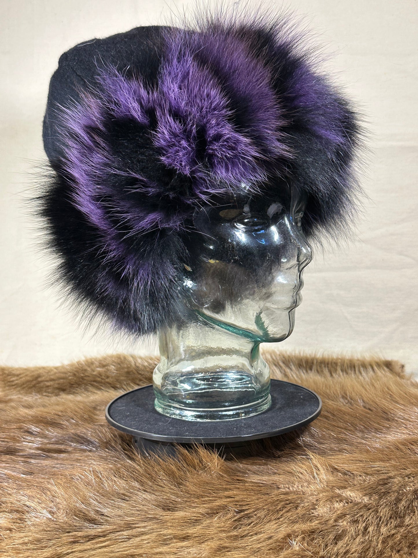 Purple Fox Fur Hat