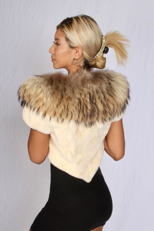 Sheared Mink Vest With Fur Collar
