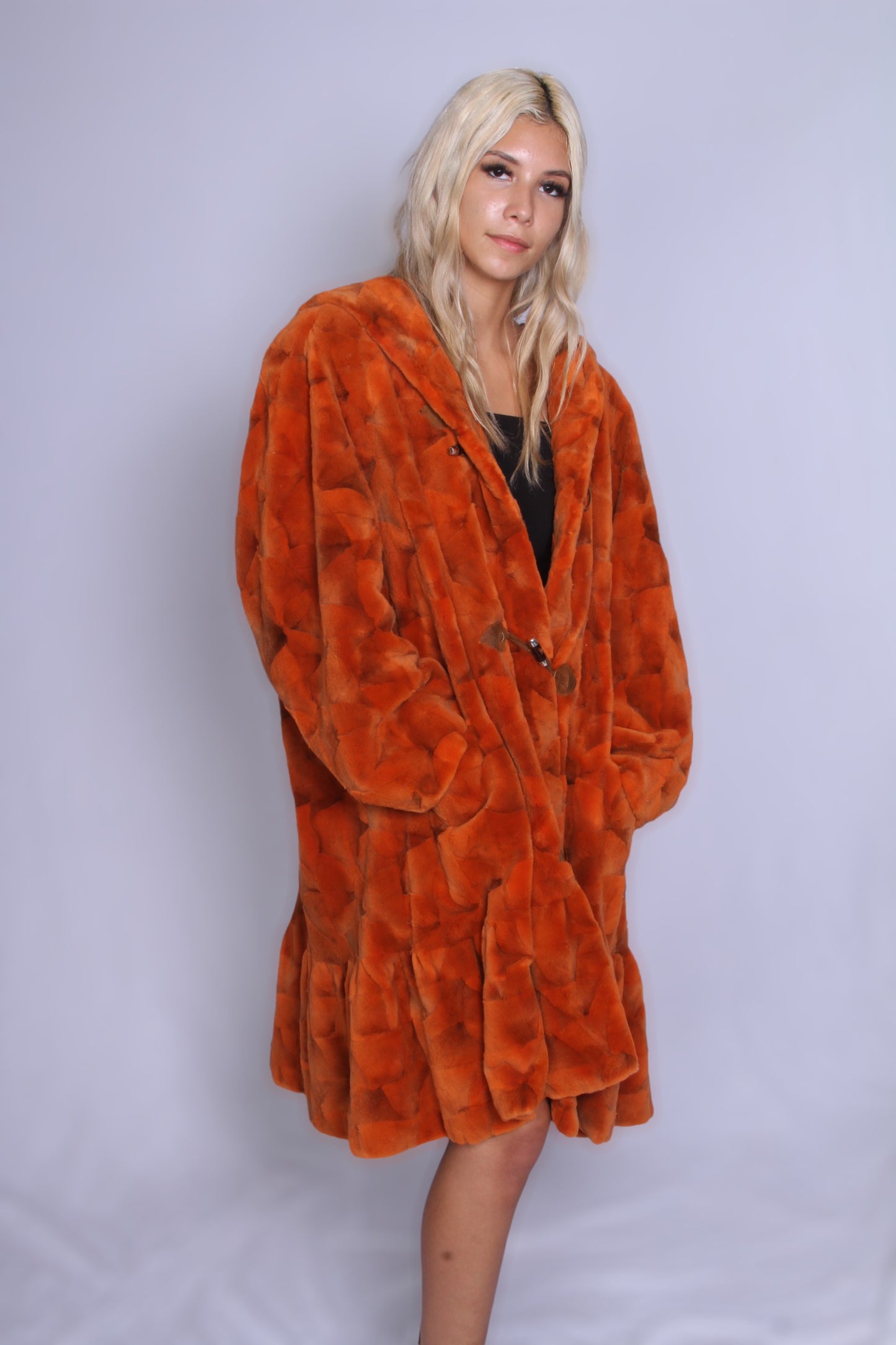 Orange Sheared Mink Coat
