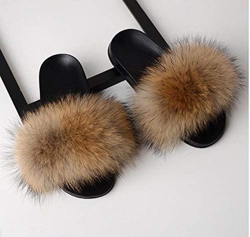 Fox Fur Slippers - Tan