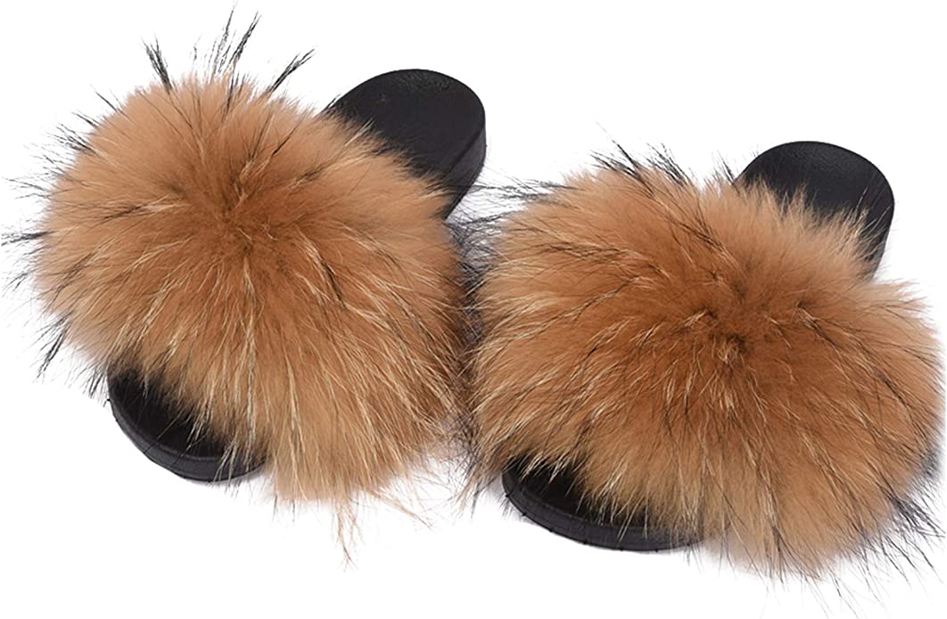 Fox Fur Slippers - Tan