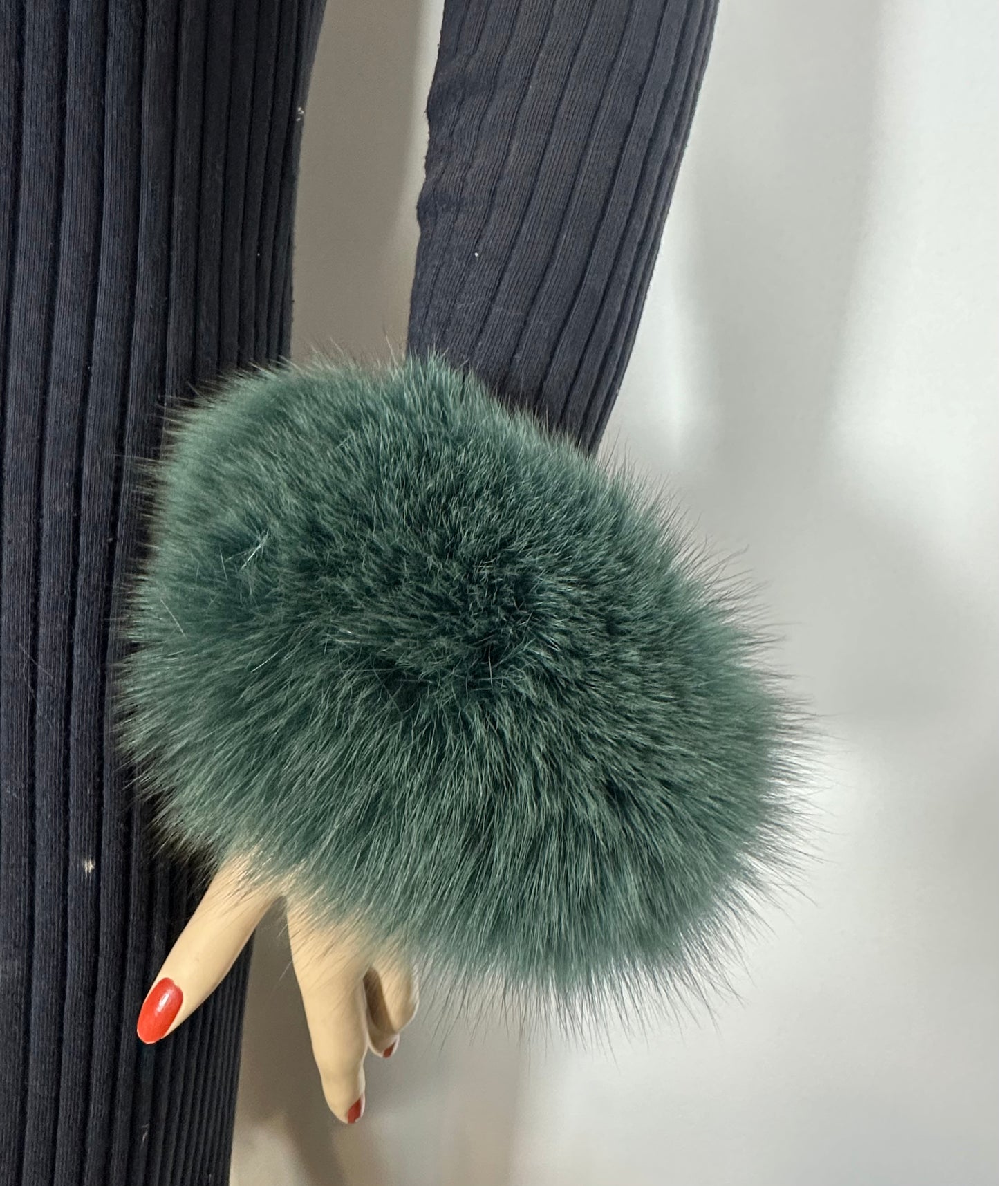 Green Fox Fur Cuffs