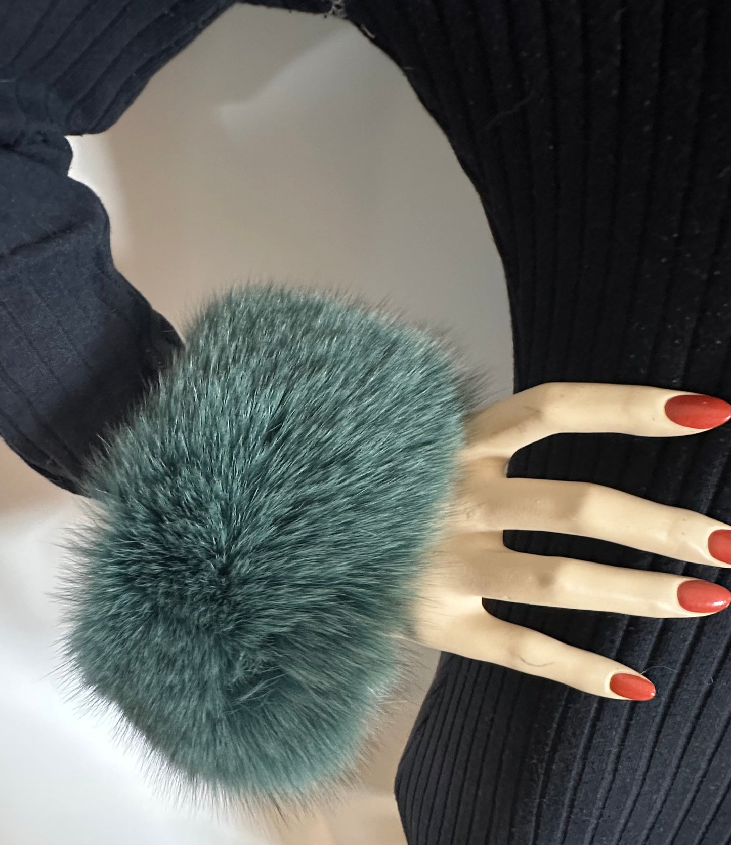 Green Fox Fur Cuffs