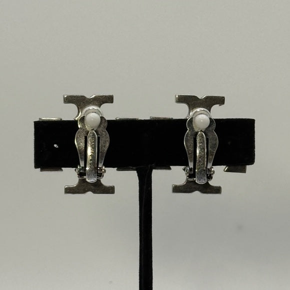 Tory Burch Crystal Logo Clip-On Earrings