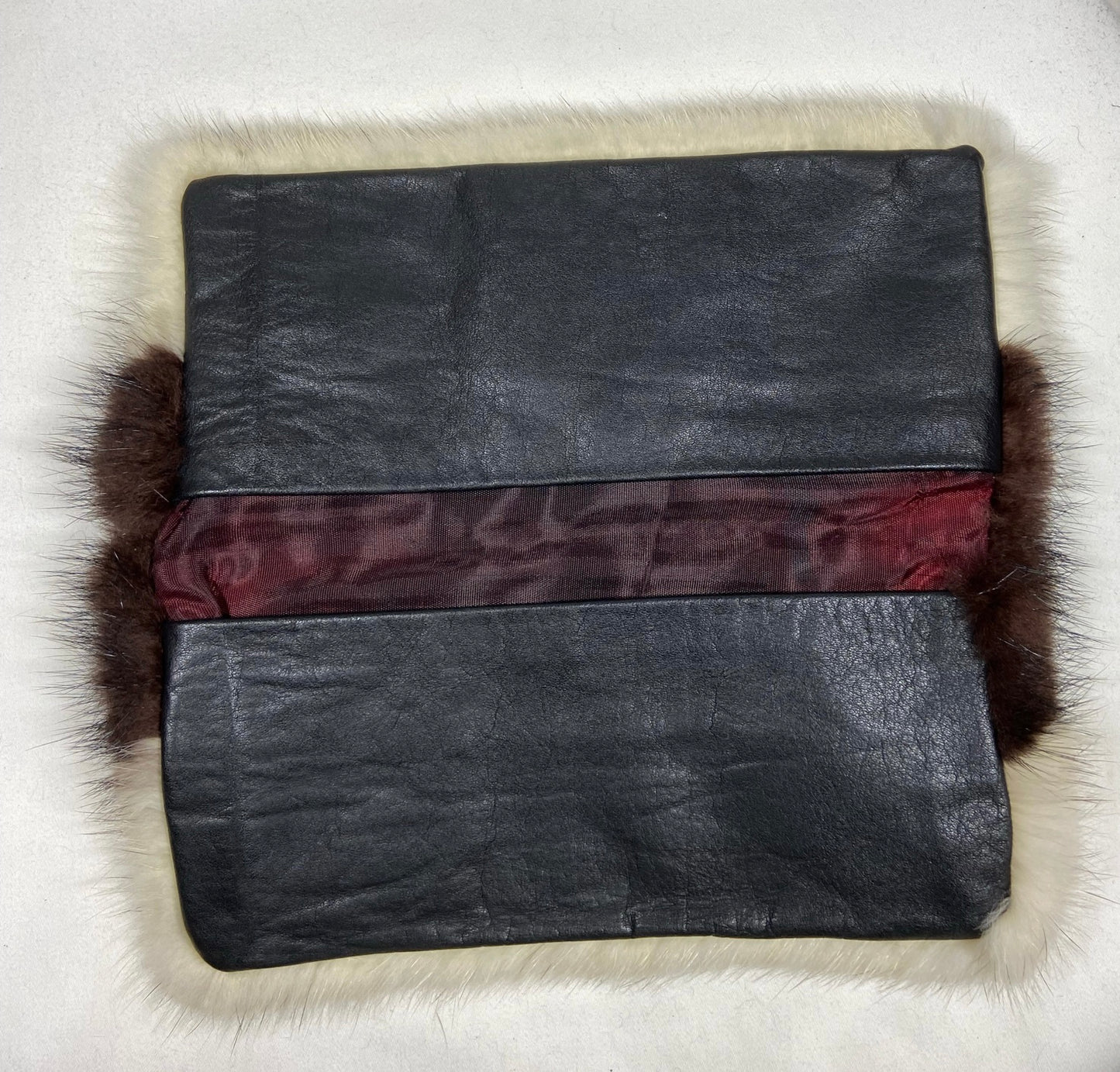 Fur Wallet / Phone Holder - White/Black