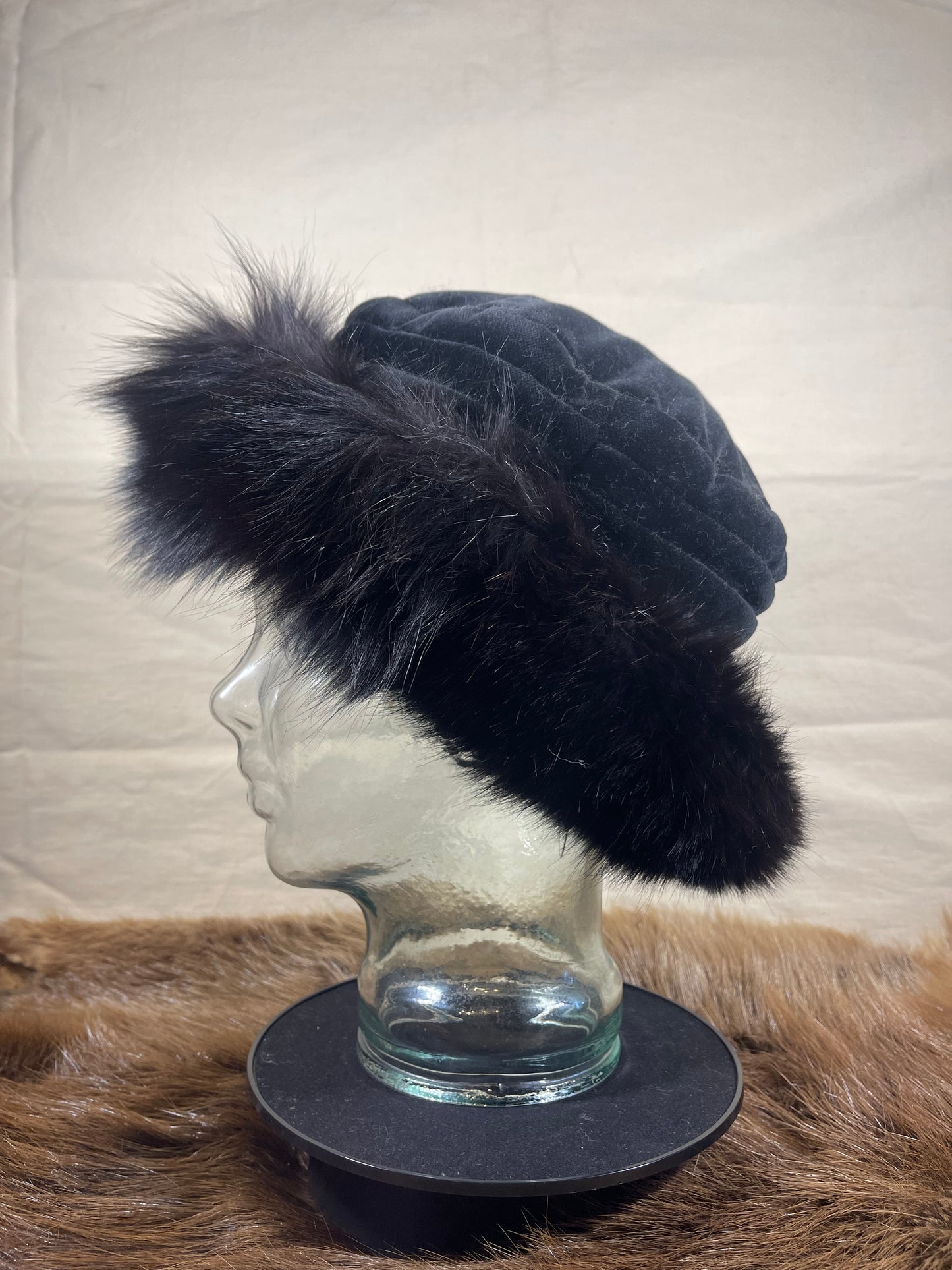 Ultra Suede Fur Brimmed Hat