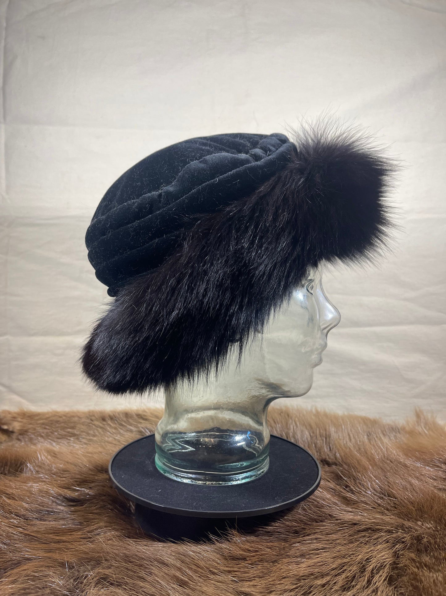 Ultra Suede Fur Brimmed Hat