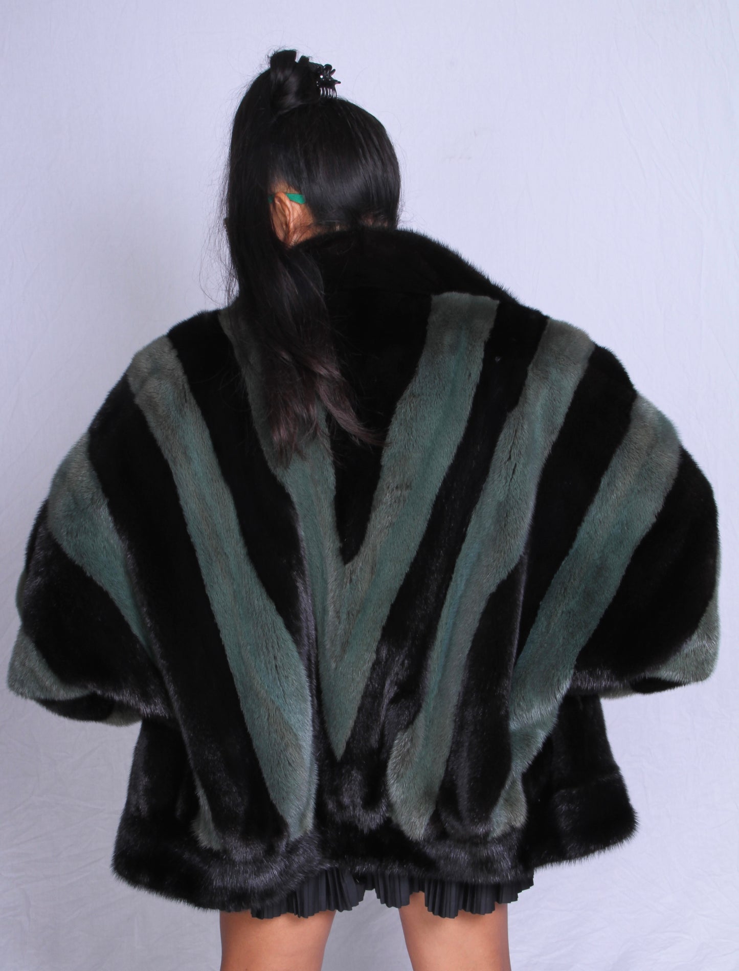 Green & Black Mink Jacket