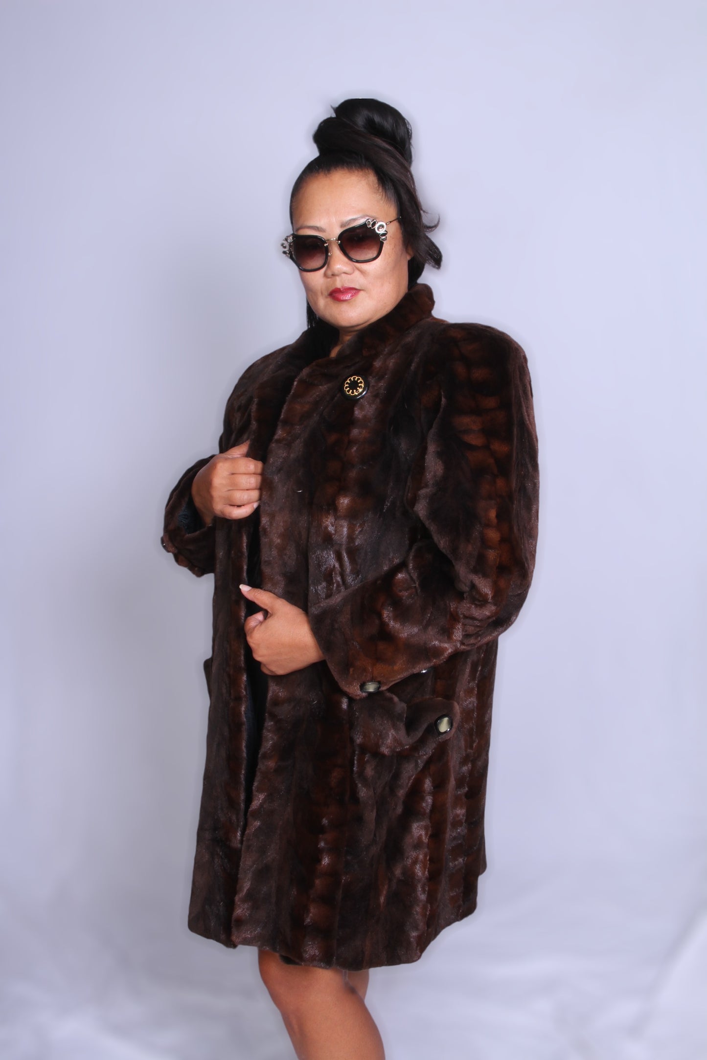 Mahogany Sheared Mink Coat